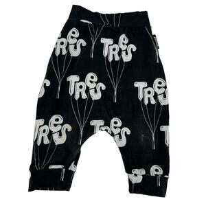 Me & Reekie Tres 3rd Birthday Harem Shorts 
Black & White 3/4